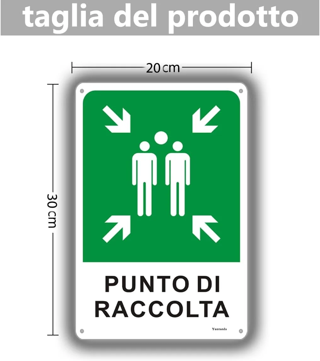 تابلو علامت محل جمع آوری یونتاردا، 2 عدد، 30x20 سانتی متر، علامت ایمنی و اضطراری فلزی آلومینیومی