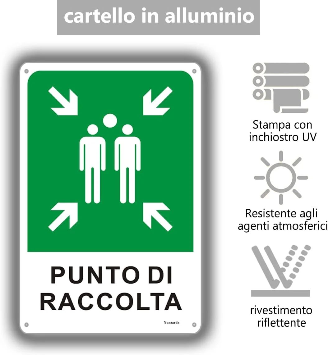 تابلو علامت محل جمع آوری یونتاردا، 2 عدد، 30x20 سانتی متر، علامت ایمنی و اضطراری فلزی آلومینیومی