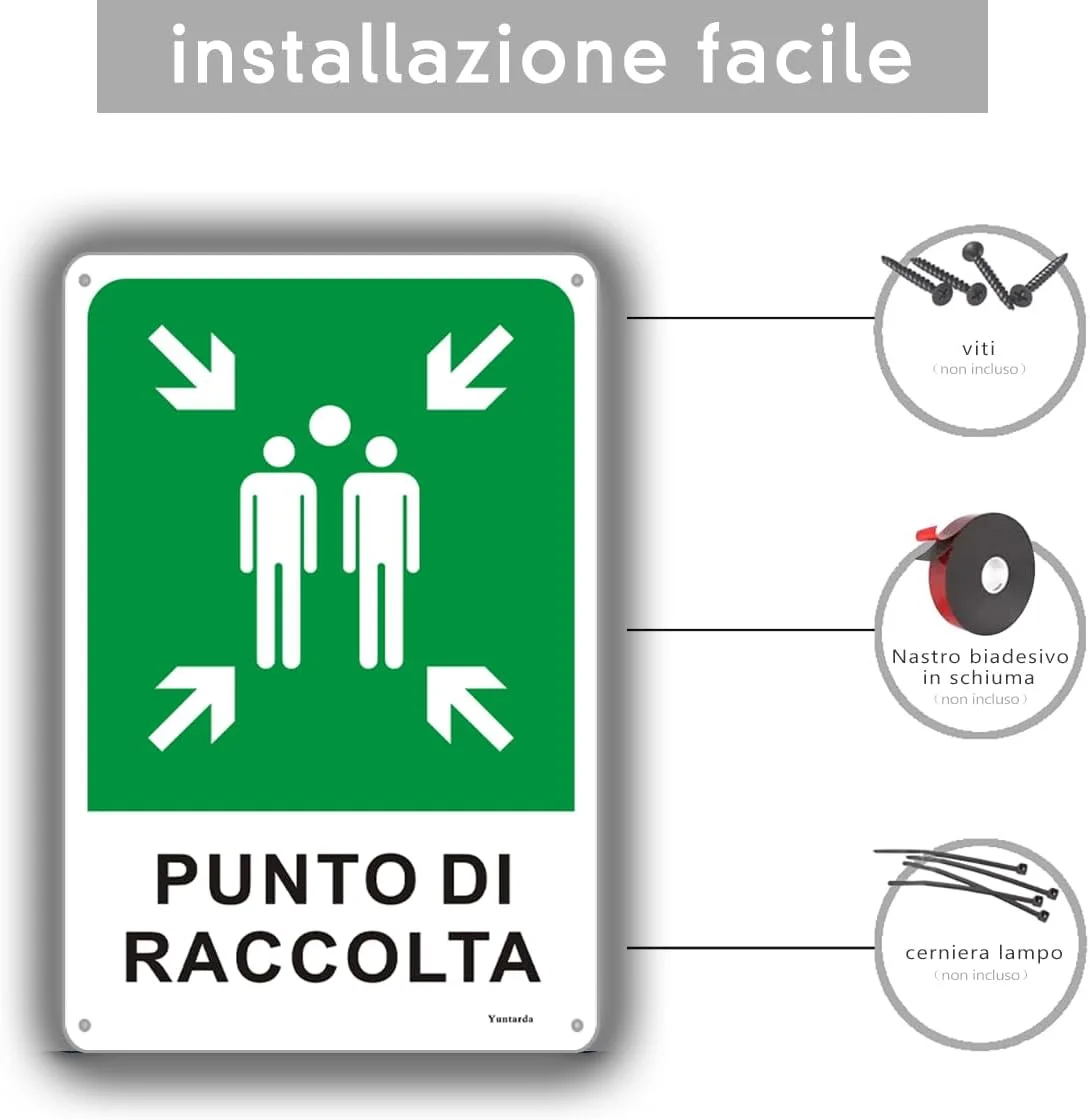 تابلو علامت محل جمع آوری یونتاردا، 2 عدد، 30x20 سانتی متر، علامت ایمنی و اضطراری فلزی آلومینیومی
