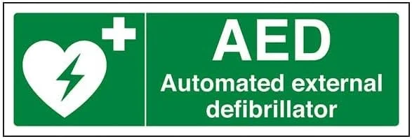 تابلو ایمنی دستگاه AED دفیبریلاتور خارجی اتوماتیک - افقی 450 x 150 میلی متر - پلاستیک سخت 2 میلی متری