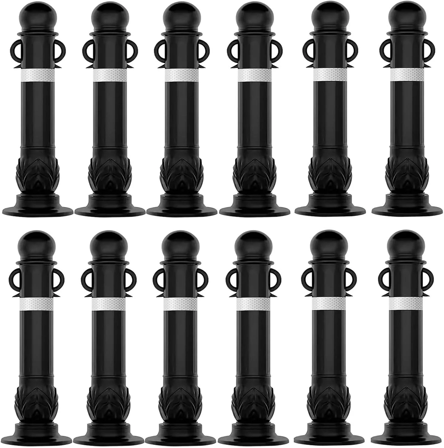 مخروط های ایمنی ترافیکی مشکی برای پارکینگ و مناطق ساخت و ساز، یک رنگ - بسته 12 عددی