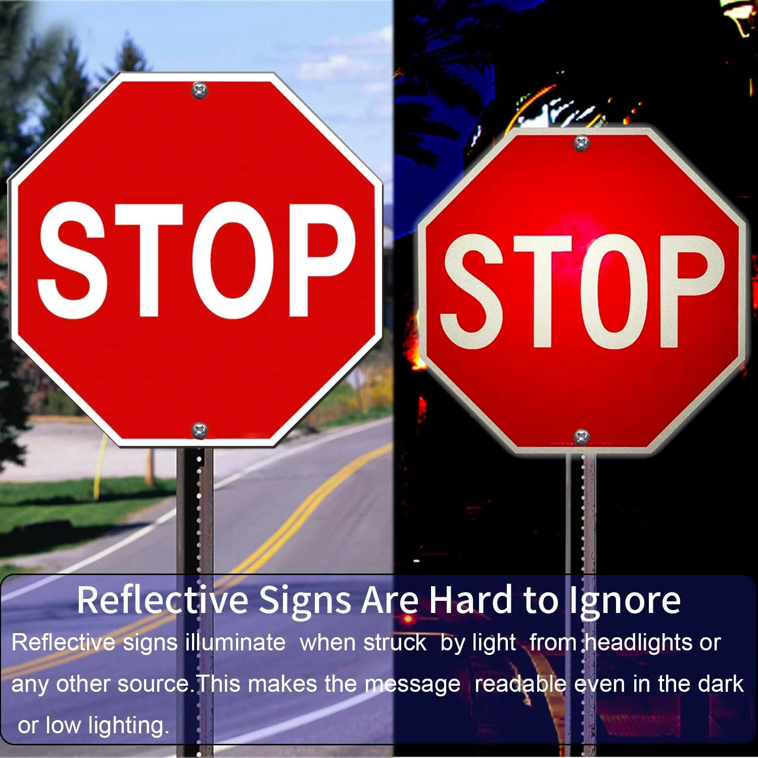 تابلو ایست آلفا ویو، بسته 2 عددی، علائم هشدار ترافیکی بازتابنده، هشت ضلعی 30x30 سانتی متر، آلومینیوم ضخیم 40 میلی متری ضد زنگ، محافظت شده در برابر اشعه ماوراء بنفش و مقاوم در برابر آب و هوا، ضد آب، نصب آسان برای استفاده در فضای باز