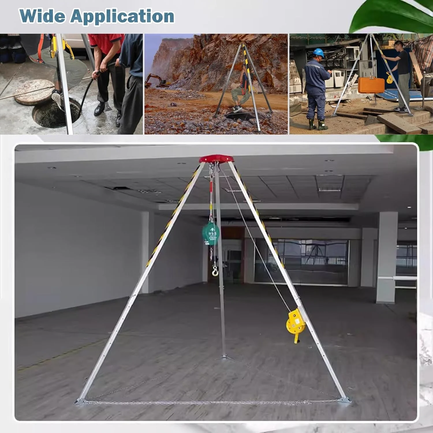 سیستم سه پایه نجات سنگین برای کار در فضای باز - تجهیزات ایمنی حفاظت از سقوط در فضاهای محدود برای فاضلاب، زیرزمین ها و چاه های فاضلاب - با کمربند ایمنی