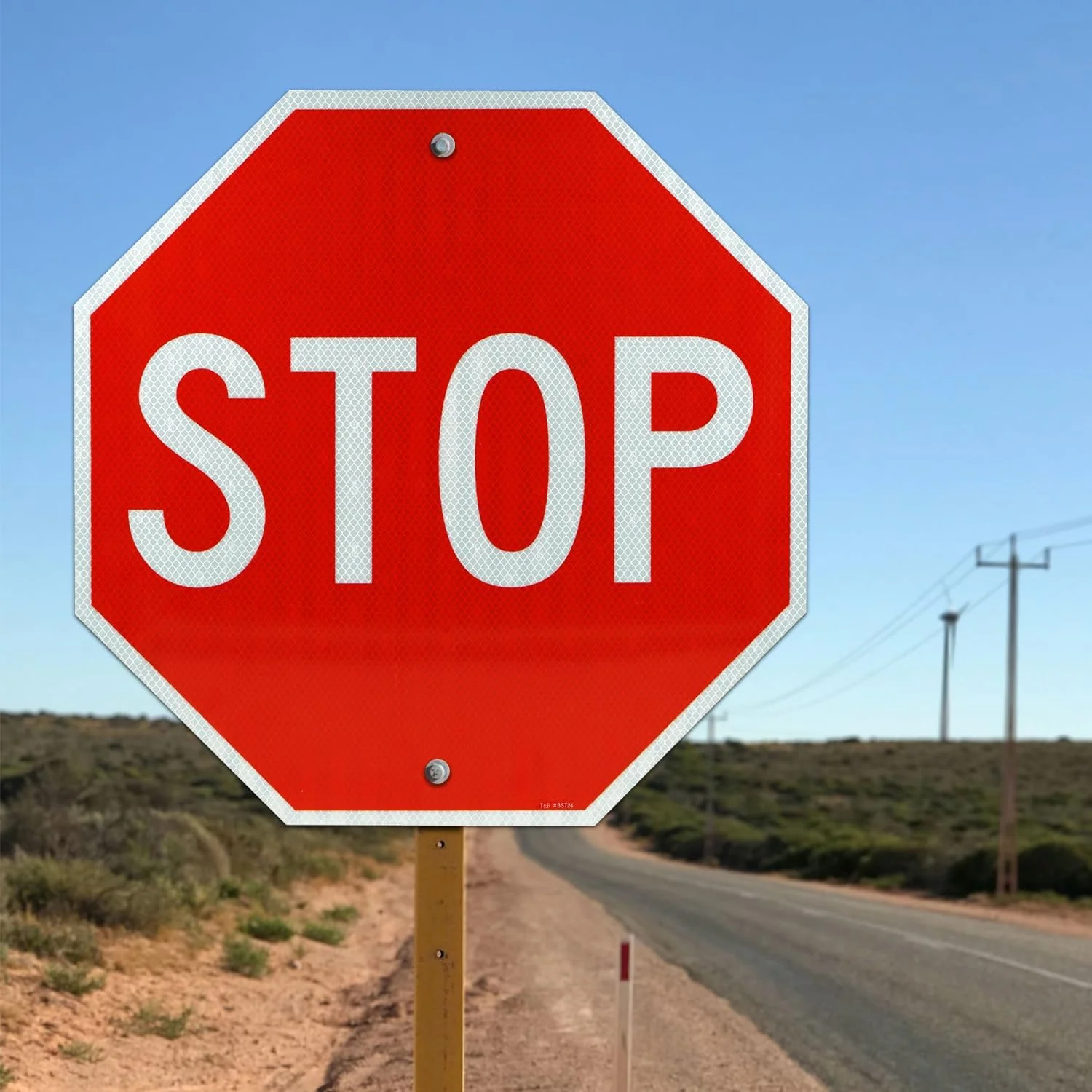 تابلو ایست بزرگ T&R، تابلوی خیابانی و جاده ای، 60x60 سانتی متر. ورق بازتابنده درجه مهندسی، آلومینیوم ضد زنگ، مقاوم در برابر آب و هوا، ضد آب، مقاوم در برابر محو شدن، 2 سوراخ از پیش تعیین شده