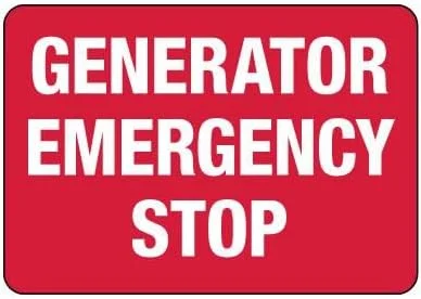 تابلو فلزی علامت توقف اضطراری ژنراتور Ziwarsich، علائم ایمنی و انطباق، علائم ایمنی مطابق با OSHA و ANSI، علائم هشدار دستگاه، تابلوی فلزی حلبی 20x30 سانتی متر