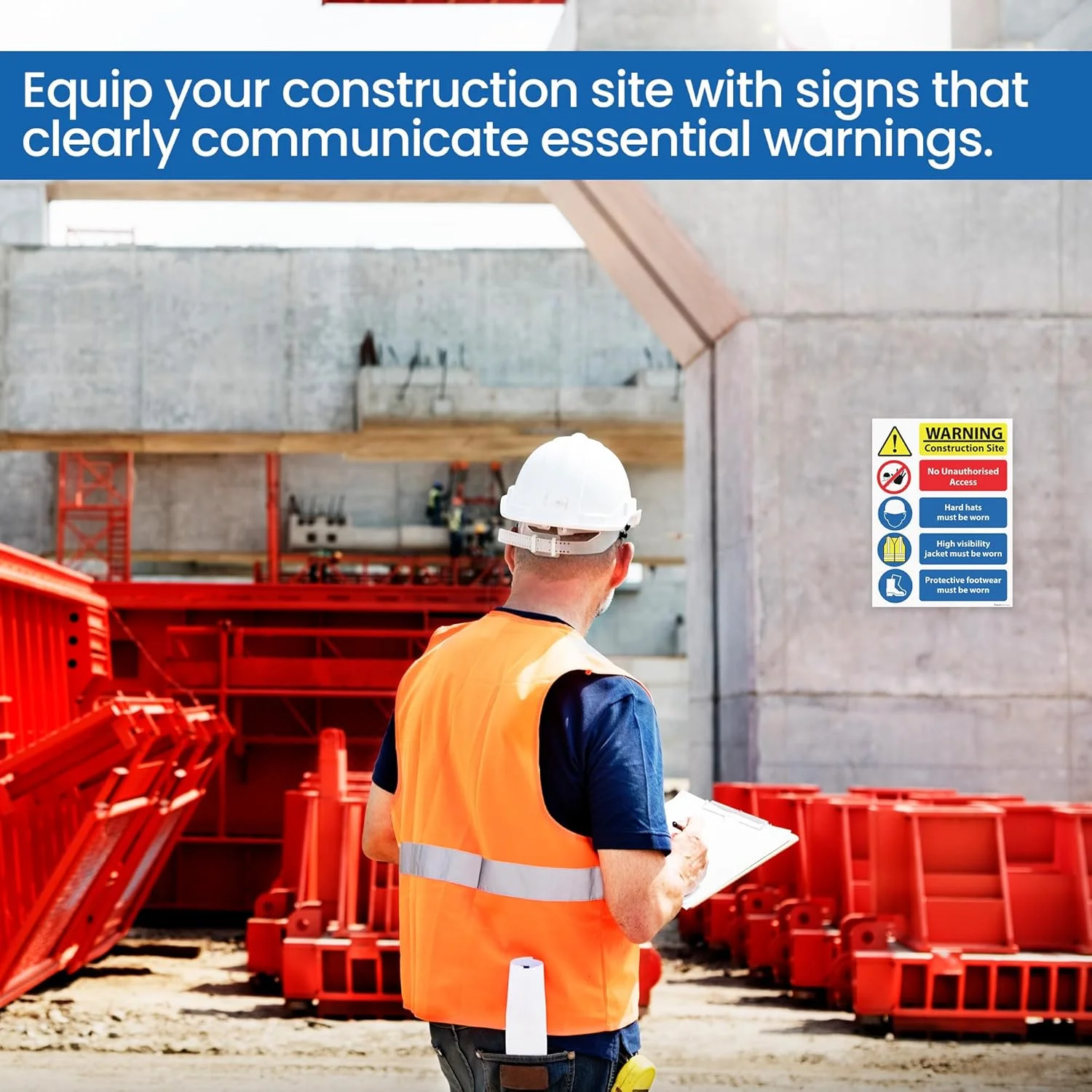 تابلو ایمنی کارگاه RDLCAR، 4 میلی متر سخت، 300 میلی متر در 400 میلی متر - بسته 2 عددی، تابلوی ایمنی کارگاه ساختمانی/ساختمان، تابلوهای ایمنی چند خطری کارگاه، عدم دسترسی غیرمجاز، همه تابلوهای هشدار ایمنی، ایمنی محافظتی