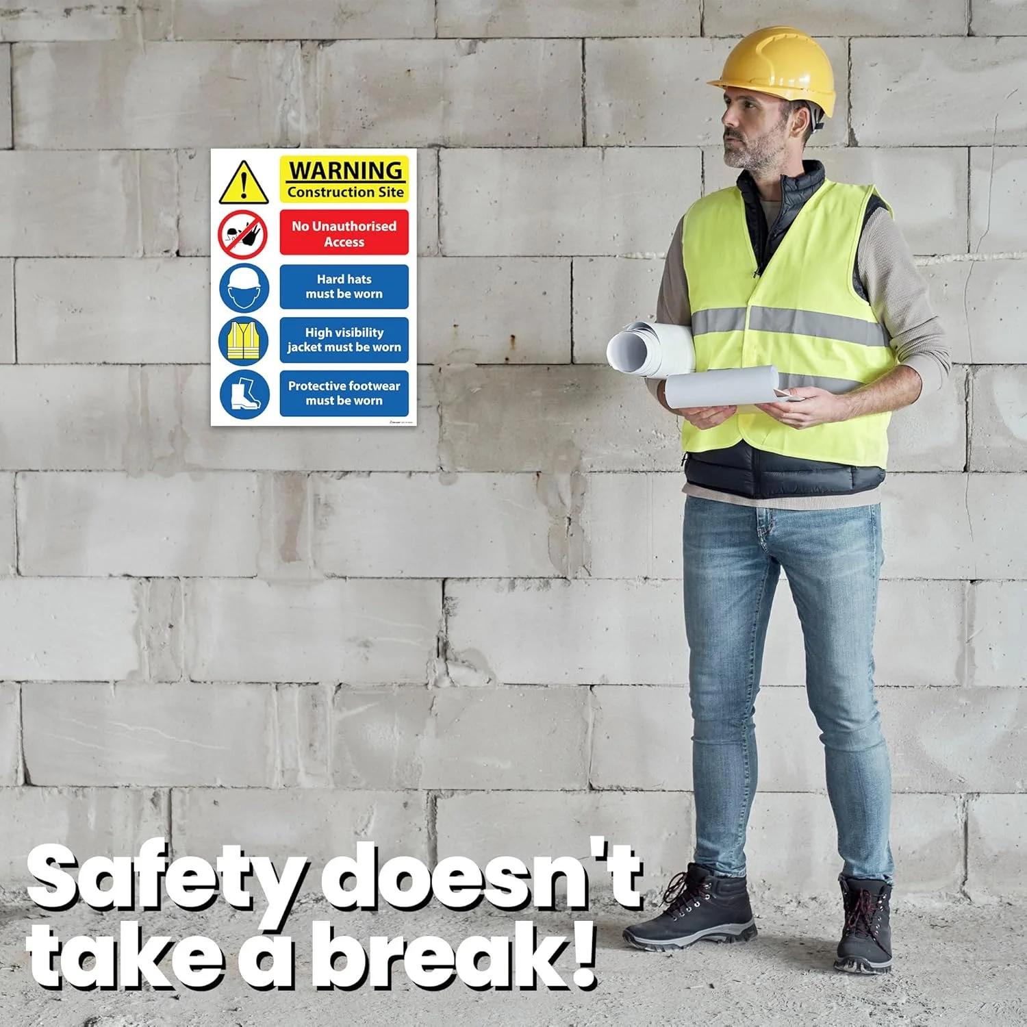 تابلو ایمنی کارگاه RDLCAR، 4 میلی متر سخت، 300 میلی متر در 400 میلی متر - بسته 2 عددی، تابلوی ایمنی کارگاه ساختمانی/ساختمان، تابلوهای ایمنی چند خطری کارگاه، عدم دسترسی غیرمجاز، همه تابلوهای هشدار ایمنی، ایمنی محافظتی