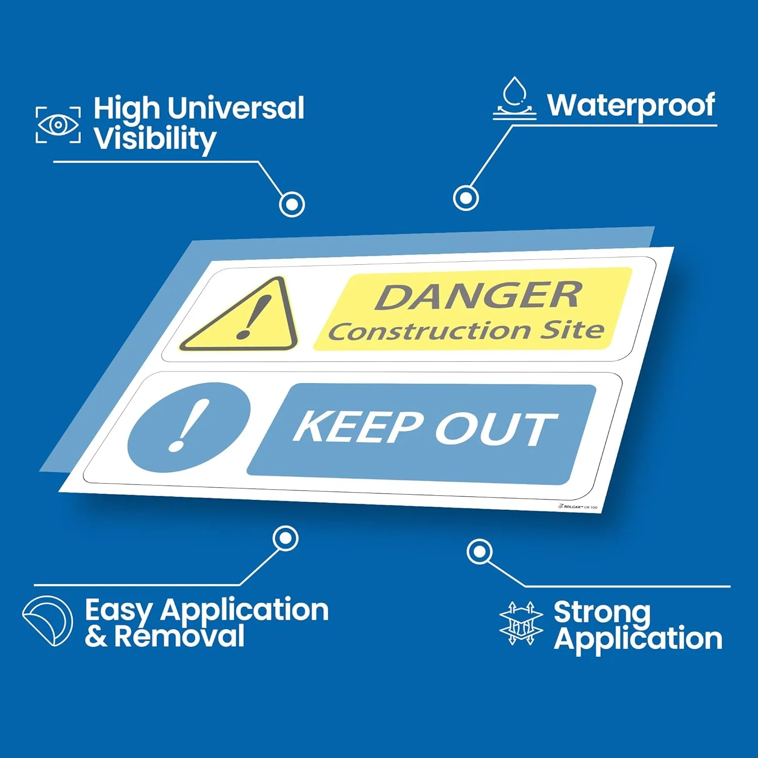تابلو خطر ورود ممنوع RDLCAR، تابلوهای سایت ساخت و ساز خطرناک، ضخامت 4 میلی متر، تابلوی ایمنی حرفه ای سایت، ایده آل برای حفاظت از خطر، دید بالا 200mm x 300mm