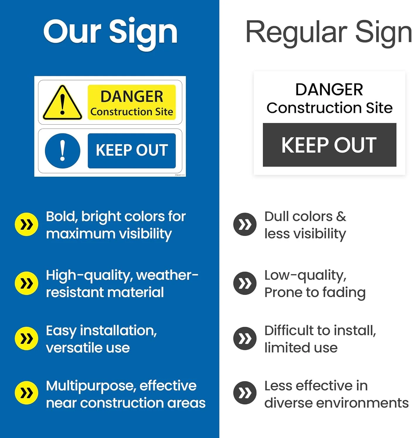 تابلو خطر ورود ممنوع RDLCAR، تابلوهای سایت ساخت و ساز خطرناک، ضخامت 4 میلی متر، تابلوی ایمنی حرفه ای سایت، ایده آل برای حفاظت از خطر، دید بالا 200mm x 300mm