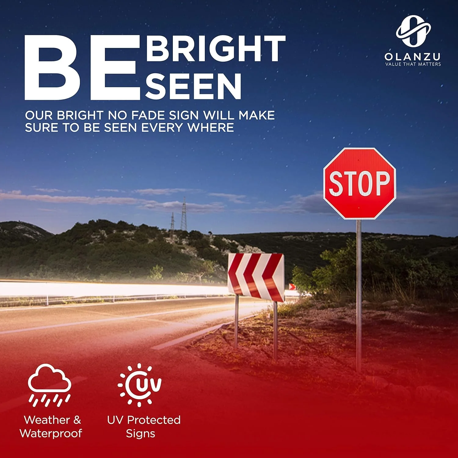 تابلو ایست OLANZU سایز 60x60 سانتی متر - تابلوی ترافیکی فلزی آلومینیومی درجه مهندسی با پوشش UV - تابلوی خیابانی لانه زنبوری بسیار بازتابنده - مقاوم در برابر زنگ زدگی و شرایط آب و هوایی برای کنترل ترافیک و ایمنی