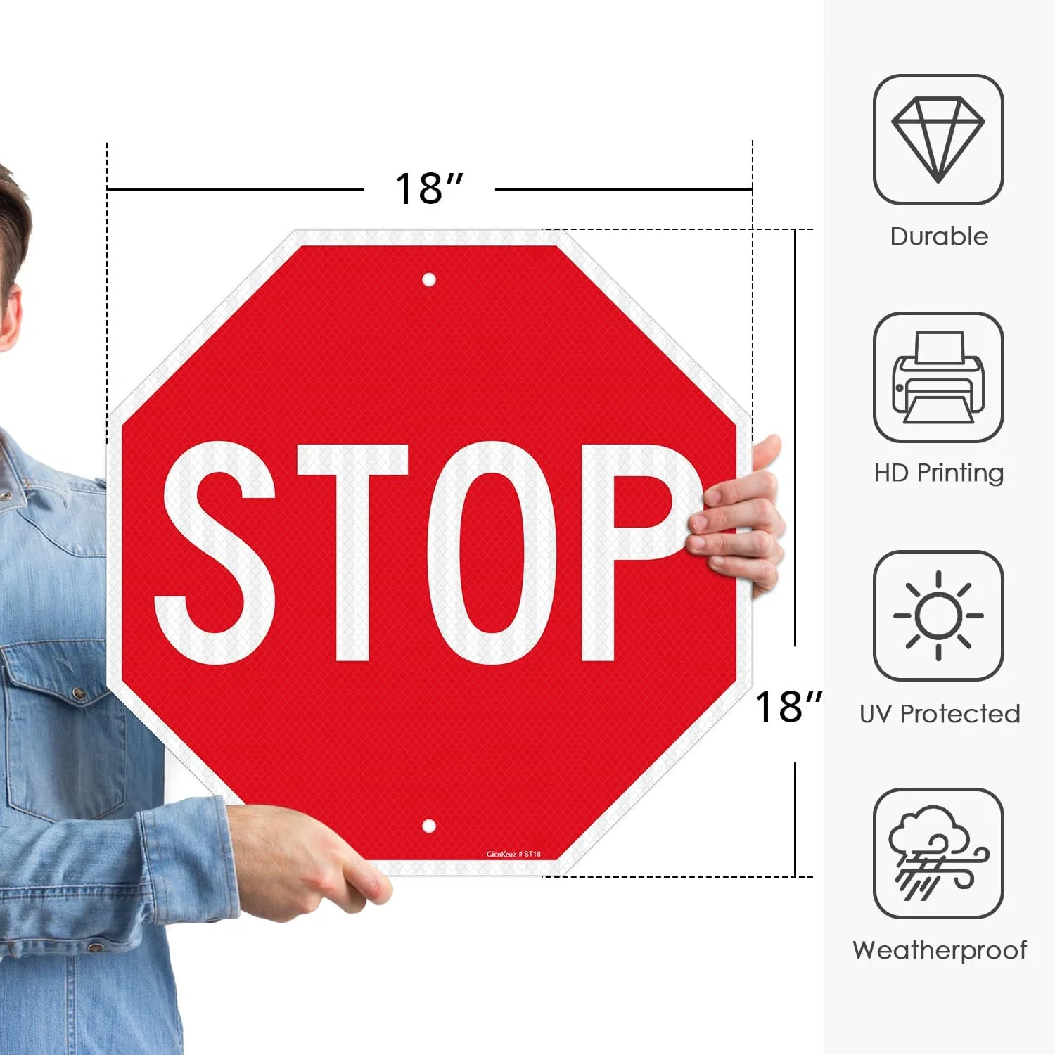 تابلو ایست GicnKeuz، علائم راهنمایی و رانندگی 45x45 سانتی متر، بازتابندگی بالا - ورق آلومینیومی بازتابنده درجه مهندسی، تابلوی ایست فلزی ضد زنگ برای خیابان و جاده، مقاوم در برابر آب و هوا، ضد آب و مقاوم در برابر محو شدن، 2 سوراخ از پیش تعیین شده (بسته 2 عددی) تابلو ایست GicnKeuz، علائم راهنمایی و رانندگی 45x45 سانتی متر، بازتابندگی بالا - ورق آلومینیومی بازتابنده درجه مهندسی، تابلوی ایست فلزی ضد زنگ برای خیابان و جاده، مقاوم در برابر آب و هوا، ضد آب و مقاوم در برابر محو شدن، 2 سوراخ از پیش تعیین شده (بسته 2 عددی)