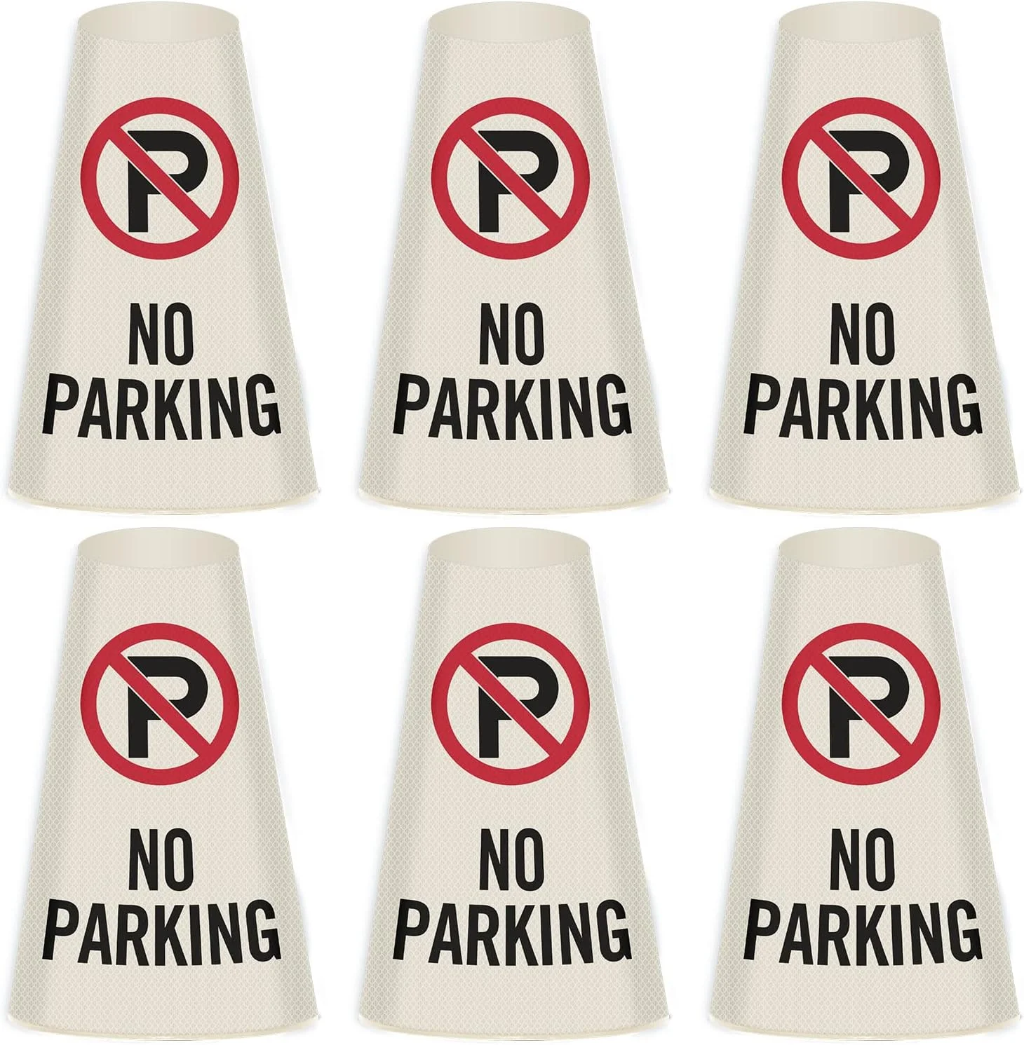 اسلیو یقه ای مخروطی بازتابنده SmartSign با پیام "پارکینگ ممنوع" و نماد، دید 360 درجه، علائم وینیل غیر چسبنده برای مخروط های ایمنی ترافیک، چاپ 3 طرفه (مخروط شامل نمی شود) - بسته 6 عددی