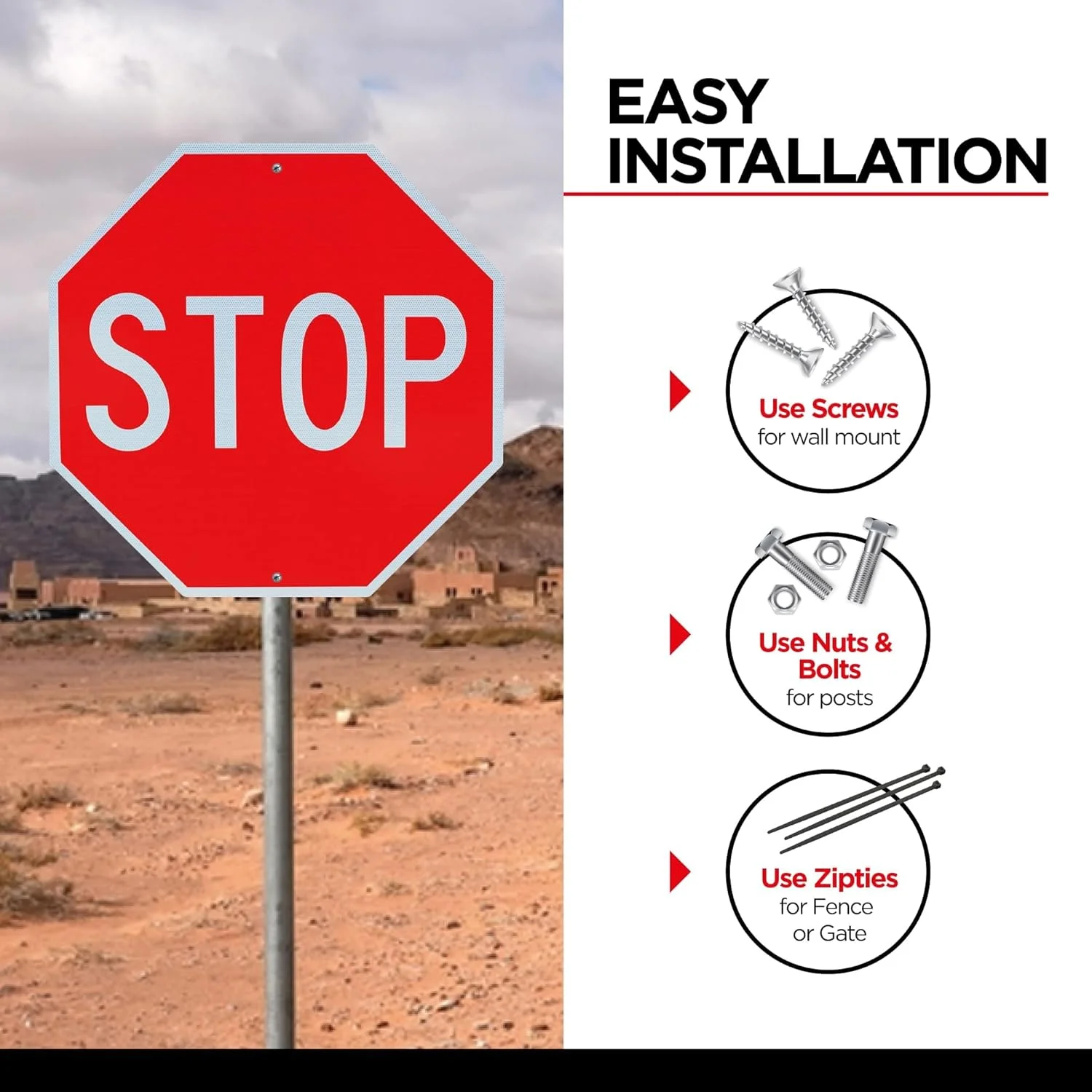 تابلو ایست فلزی آلومینیومی درجه مهندسی OLANZU، 76 در 76 سانتی متر - شیت لانه زنبوری بازتابنده با شدت بالا - تابلوی راهنمایی و رانندگی با پوشش UV - تابلوی خیابانی محافظت شده در برابر اشعه ماوراء بنفش برای کنترل ترافیک و ایمنی