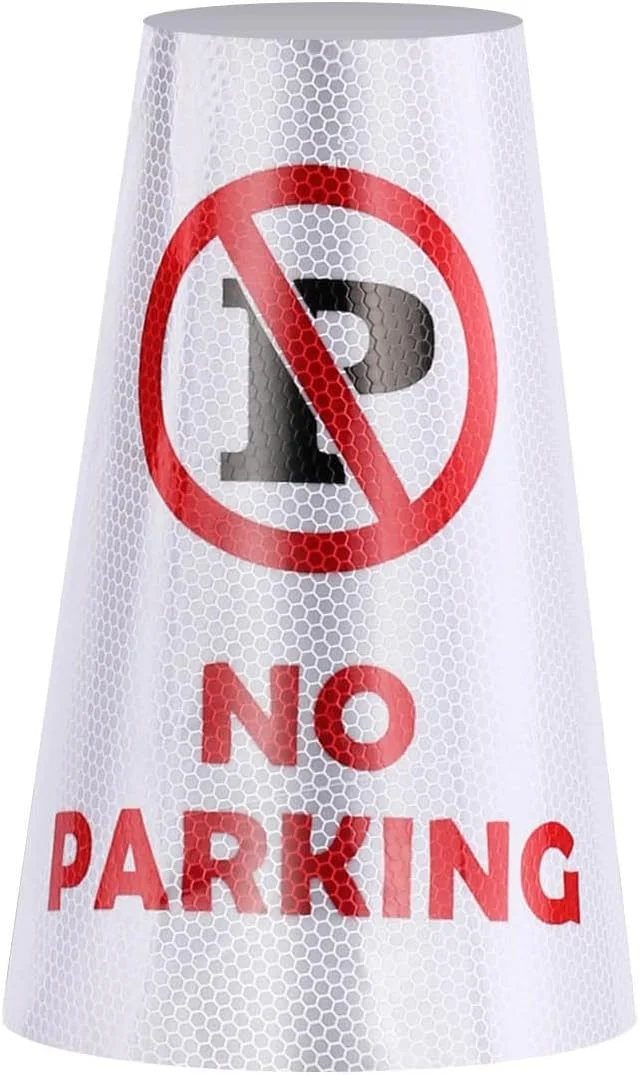 برچسب های بازتابنده یقه ای "پارکینگ ممنوع" BATTIFE بسته 4 عددی برای مخروط های ایمنی ترافیکی، علائم دیدنی بالا 360 درجه برای استفاده در جاده های فضای باز