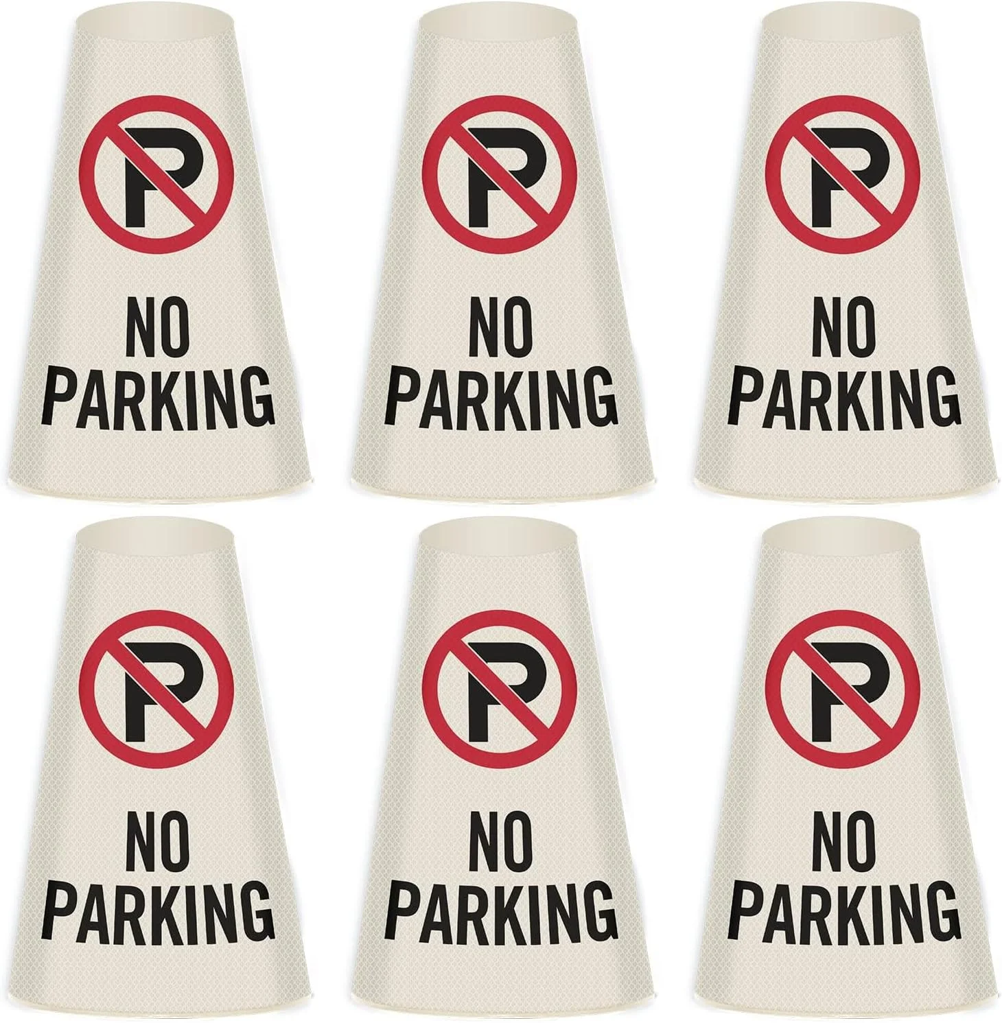 اسلیو یقه ای مخروطی بازتابنده SmartSign با پیام "پارکینگ ممنوع" و نماد، دید 360 درجه، علائم وینیل غیر چسبنده برای مخروط های ایمنی ترافیک، چاپ 3 طرفه (مخروط شامل نمی شود) - بسته 6 عددی