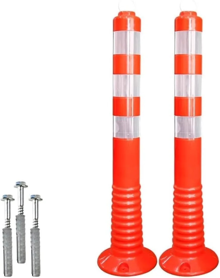 میله ترافیکی جداکننده قابل حمل بری، 70 سانتی متر با سوکت رزوه ای، میله ایمنی ترافیکی بازتابنده نشکن برای محافظت از منطقه کار، ایمنی کودک، شرایط اضطراری، ایمنی کنار جاده (2 عدد)