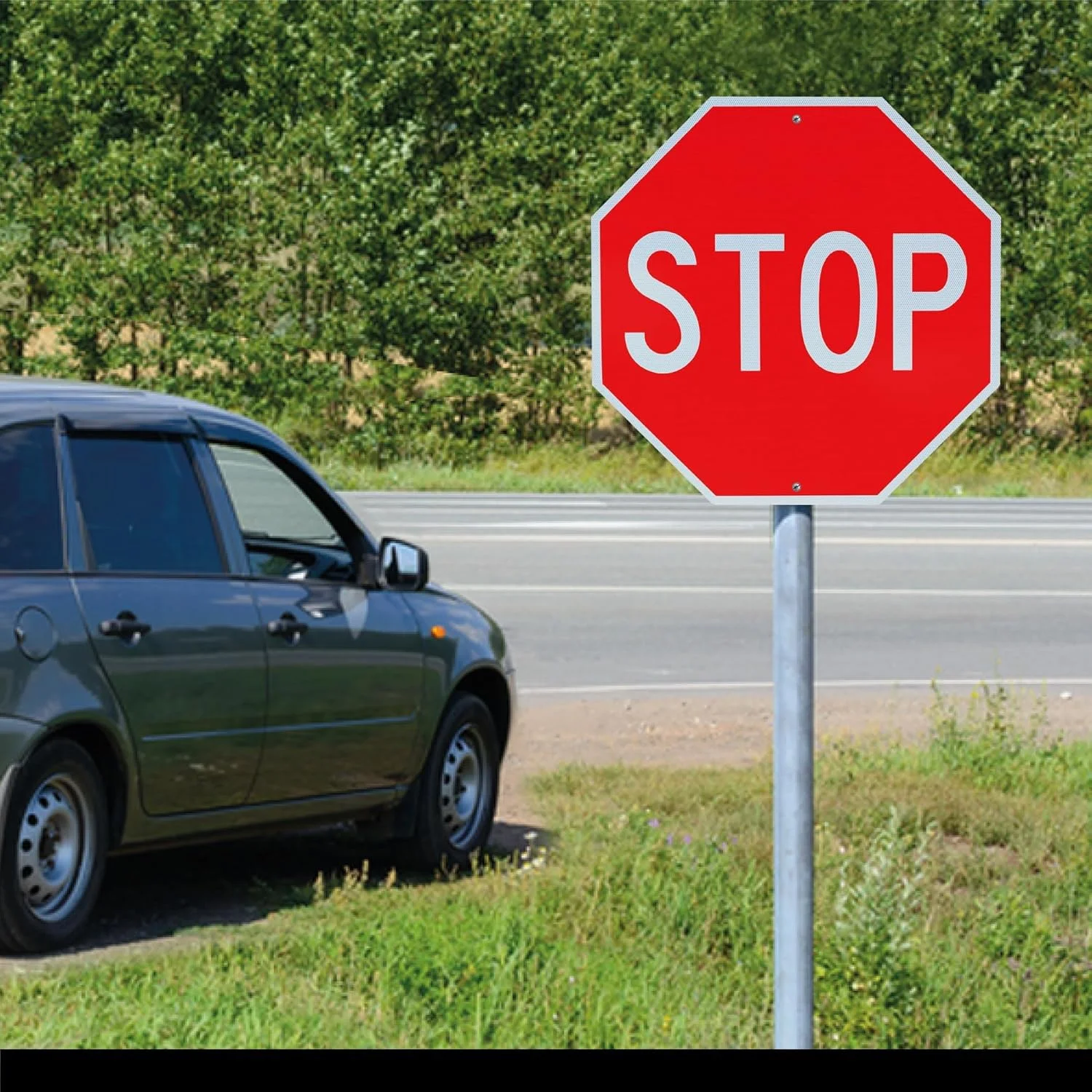 تابلو ایست فلزی آلومینیومی درجه مهندسی OLANZU، 76 در 76 سانتی متر - شیت لانه زنبوری بازتابنده با شدت بالا - تابلوی راهنمایی و رانندگی با پوشش UV - تابلوی خیابانی محافظت شده در برابر اشعه ماوراء بنفش برای کنترل ترافیک و ایمنی