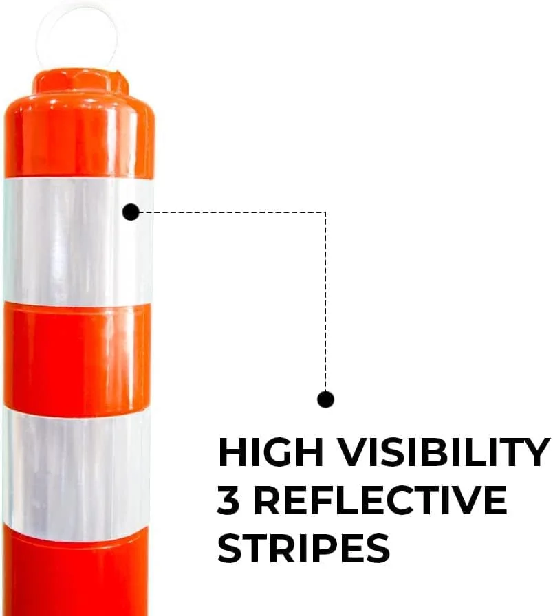 میله ترافیکی جداکننده قابل حمل بری، 70 سانتی متر با سوکت رزوه ای، میله ایمنی ترافیکی بازتابنده نشکن برای محافظت از منطقه کار، ایمنی کودک، شرایط اضطراری، ایمنی کنار جاده (2 عدد)