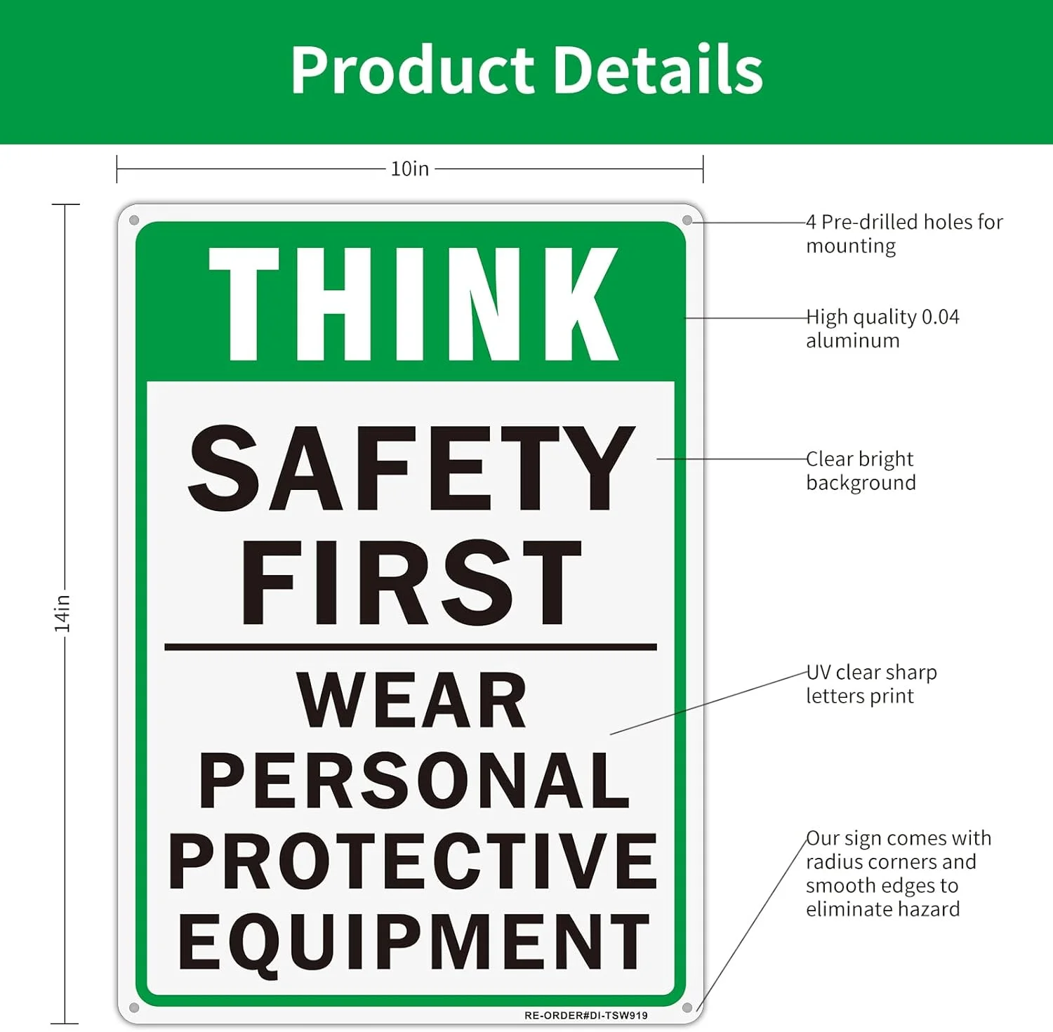 تابلو احتیاط اول ایمنی - بسته 2 عددی تابلوی استفاده از تجهیزات حفاظت فردی، 25x35 سانتی متر آلومینیومی بازتابنده برای استفاده در محیط های داخلی یا خارجی - محافظت شده در برابر اشعه ماوراء بنفش - مقاوم در برابر محو شدن - ضد آب و هوا تابلو احتیاط اول ایمنی - بسته 2 عددی تابلوی استفاده از تجهیزات حفاظت فردی، 25x35 سانتی متر آلومینیومی بازتابنده برای استفاده در محیط های داخلی یا خارجی - محافظت شده در برابر اشعه ماوراء بنفش - مقاوم در برابر محو شدن - ضد آب و هوا