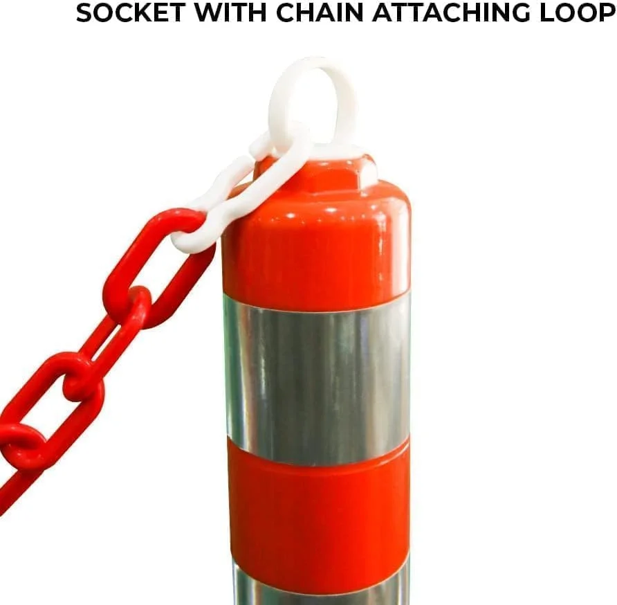 میله ترافیکی جداکننده قابل حمل بری، 70 سانتی متر با سوکت رزوه ای، میله ایمنی ترافیکی بازتابنده نشکن برای محافظت از منطقه کار، ایمنی کودک، شرایط اضطراری، ایمنی کنار جاده (2 عدد)