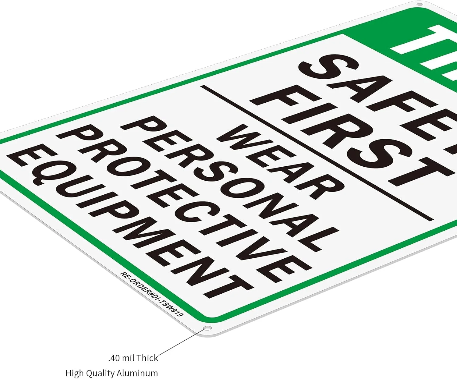 تابلو احتیاط اول ایمنی - بسته 2 عددی تابلوی استفاده از تجهیزات حفاظت فردی، 25x35 سانتی متر آلومینیومی بازتابنده برای استفاده در محیط های داخلی یا خارجی - محافظت شده در برابر اشعه ماوراء بنفش - مقاوم در برابر محو شدن - ضد آب و هوا تابلو احتیاط اول ایمنی - بسته 2 عددی تابلوی استفاده از تجهیزات حفاظت فردی، 25x35 سانتی متر آلومینیومی بازتابنده برای استفاده در محیط های داخلی یا خارجی - محافظت شده در برابر اشعه ماوراء بنفش - مقاوم در برابر محو شدن - ضد آب و هوا