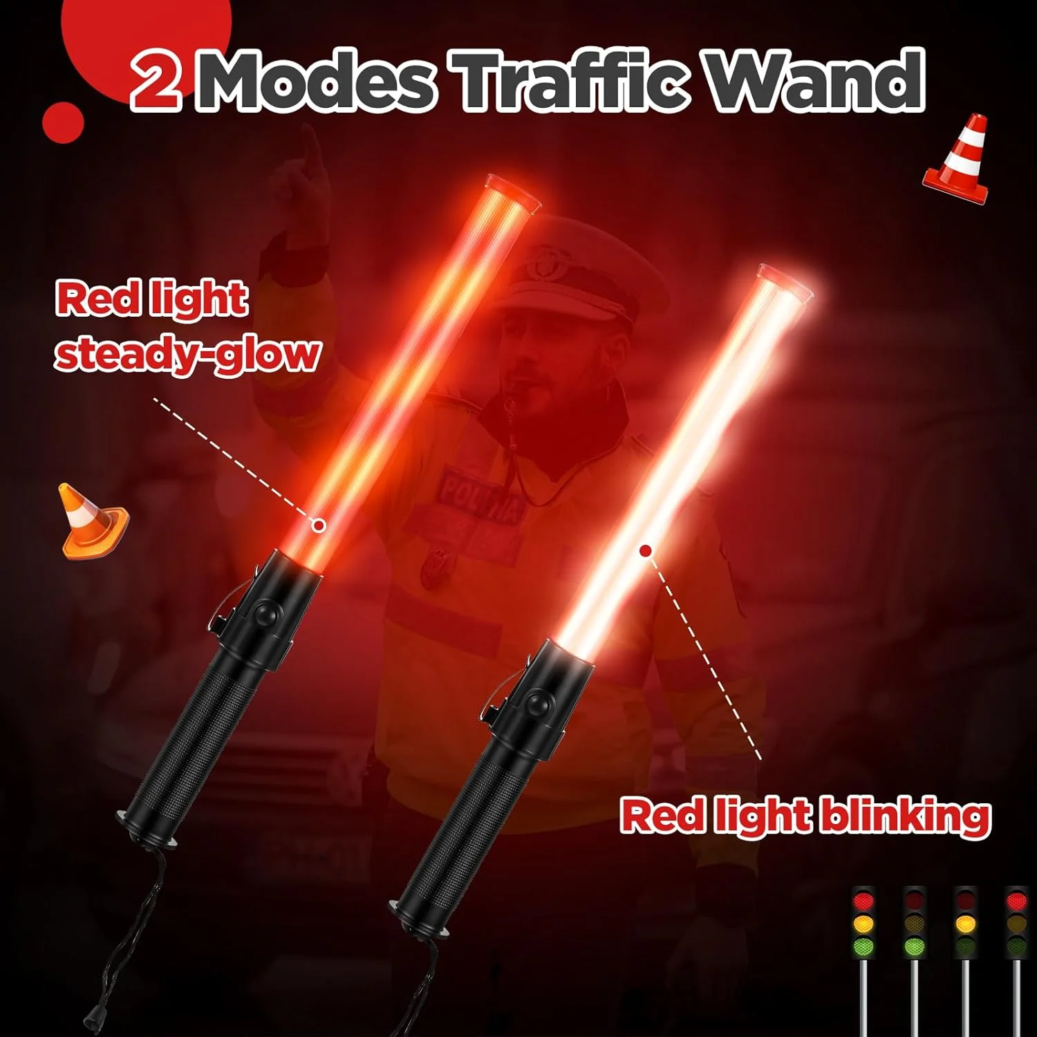 مجموعه 4 عددی شامل تابلوی ایست و حرکت، چوب راهنمایی رانندگی، و جلیقه ایمنی بازتابنده Jeere - تابلوی ایست نگهبان عبور 13 اینچی با دسته، باتوم کنترل ترافیک LED 17 اینچی و جلیقه امنیتی دید بالا برای جاده، فرودگاه و پارکینگ مجموعه 4 عددی شامل تابلوی ایست و حرکت، چوب راهنمایی رانندگی، و جلیقه ایمنی بازتابنده Jeere - تابلوی ایست نگهبان عبور 13 اینچی با دسته، باتوم کنترل ترافیک LED 17 اینچی و جلیقه امنیتی دید بالا برای جاده، فرودگاه و پارکینگ