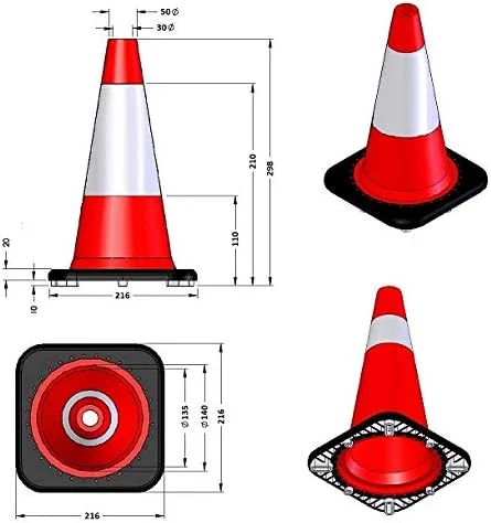 مخروط ترافیکی ایمنی انعطاف پذیر SNS SAFETY LTD مدل TC-30Fx4 ارتفاع 30 سانتی متر (بسته 4 عددی)