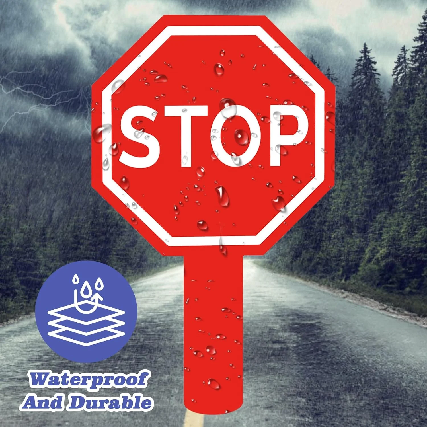 بسته 2 عددی تابلوی ایست و حرکت با دسته، 25x15 سانتی متر، تابلوی هشدار بازتابنده دو طرفه برای هدایت ترافیک و ایمنی خیابان (قرمز، سبز)