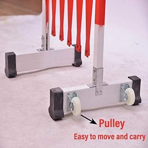 حاجز فلزی منبسط شونده صنعتی | حصار ترافیکی فولادی | هدایت ترافیک کنترل جمعیت برای بیمارستان ها، گاراژها، مناطق کاری (رنگ: قرمز، اندازه: 1x3 متر)