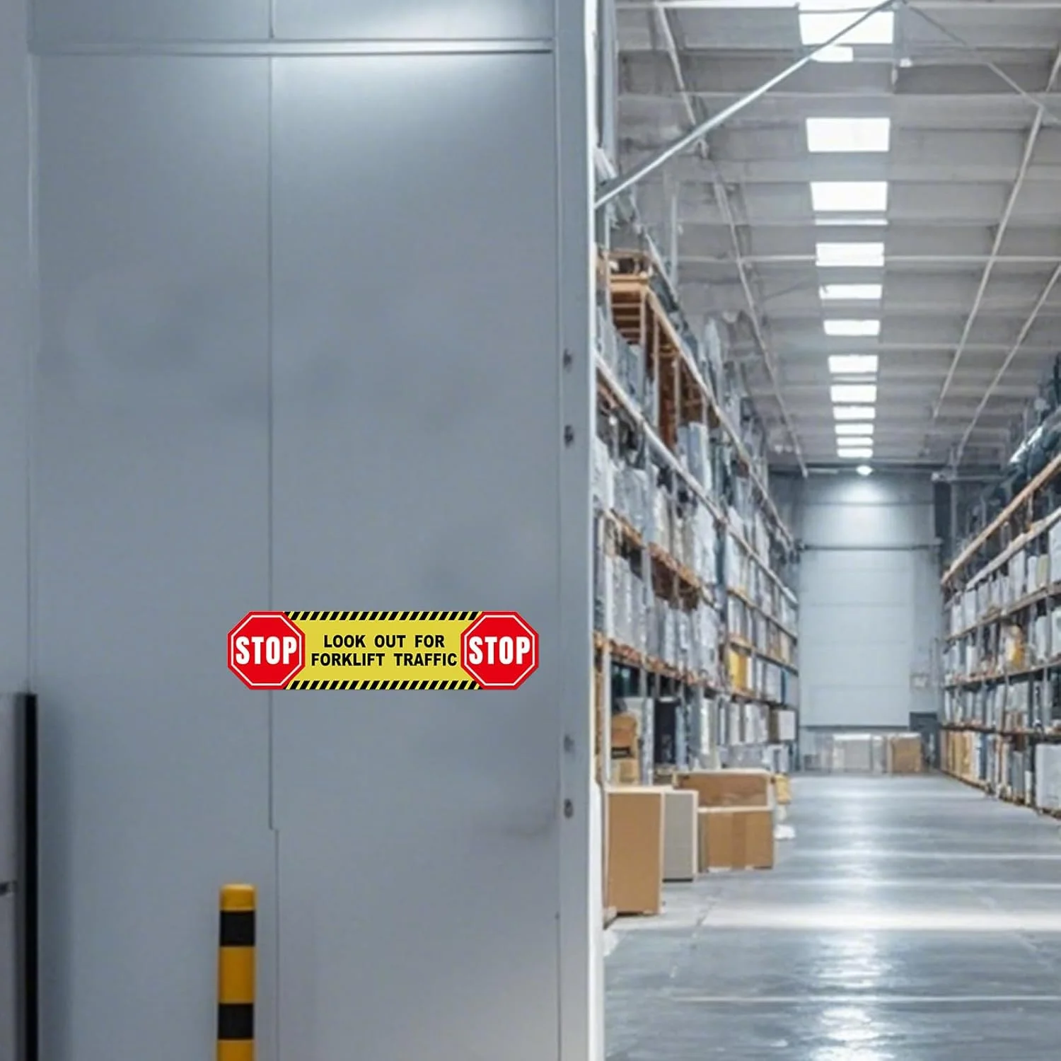 برچسب کف زمین احتیاط ترافیک لیفتراک YIKIADA، بسته 5 عددی، 6 × 24 اینچ، علامت هشدار ایمنی، وینیل خود چسب ضد آب برای کارگاه ساختمانی، انبار، محل کار