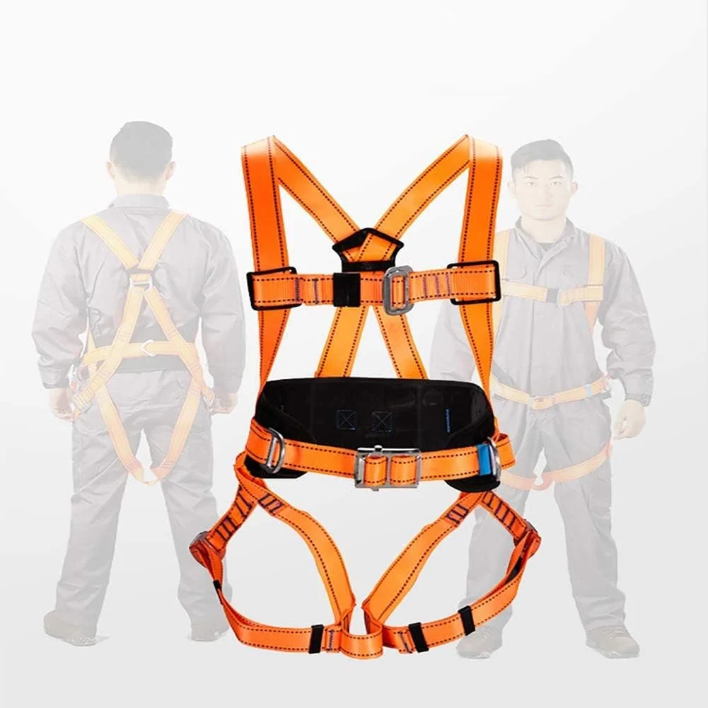 کیت کمربند ایمنی DJGwsxu، کمربند ایمنی ضد سقوط، کمربند ایمنی محافظت در برابر سقوط از ارتفاع، کمربند ایمنی محافظ کمر، کمربند قابل تنظیم با قلاب جاذب ضربه، A(A)