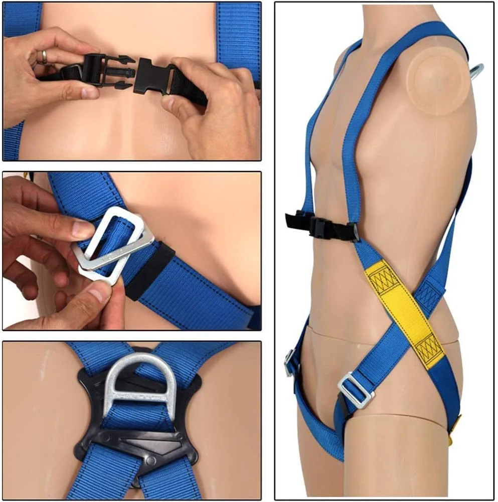 کیت مهار ایمنی سقوط صنعتی PURRL، کمربند ایمنی با طناب شوک گیر قابل تنظیم، مهار ساختمانی، برای کارگران ساختمانی و نصاب شیروانی، سایز یونیورسال