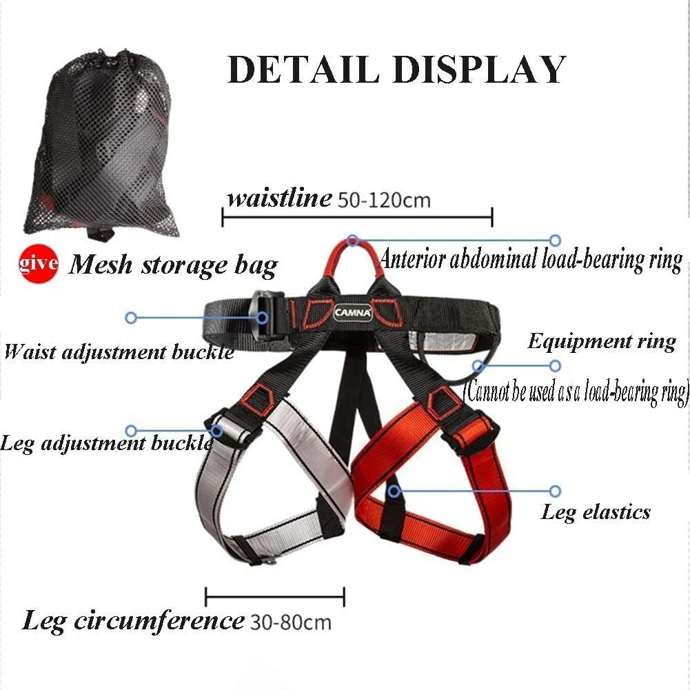 هارنس ایمنی کمربند کوهنوردی TISTIK، محافظت از سقوط نیم تنه اتصالات فلزی قابل تنظیم ظرفیت تحمل بالا مقاومت در برابر سایش قوی