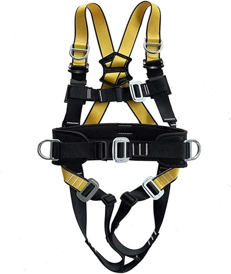 هارنس ایمنی ضد سقوط تمام بدن، کمربند ایمنی پلی استر مناسب فضای باز، طناب الاستیک، کیف بالشتکی، قلاب دوبل