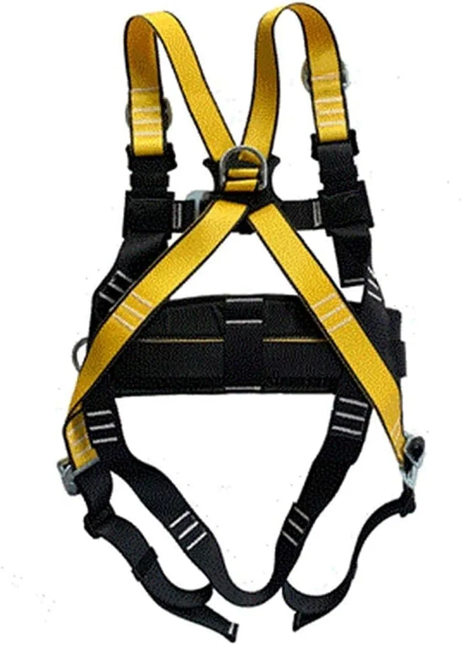 هارنس ایمنی ضد سقوط تمام بدن، کمربند ایمنی پلی استر مناسب فضای باز، طناب الاستیک، کیف بالشتکی، قلاب دوبل