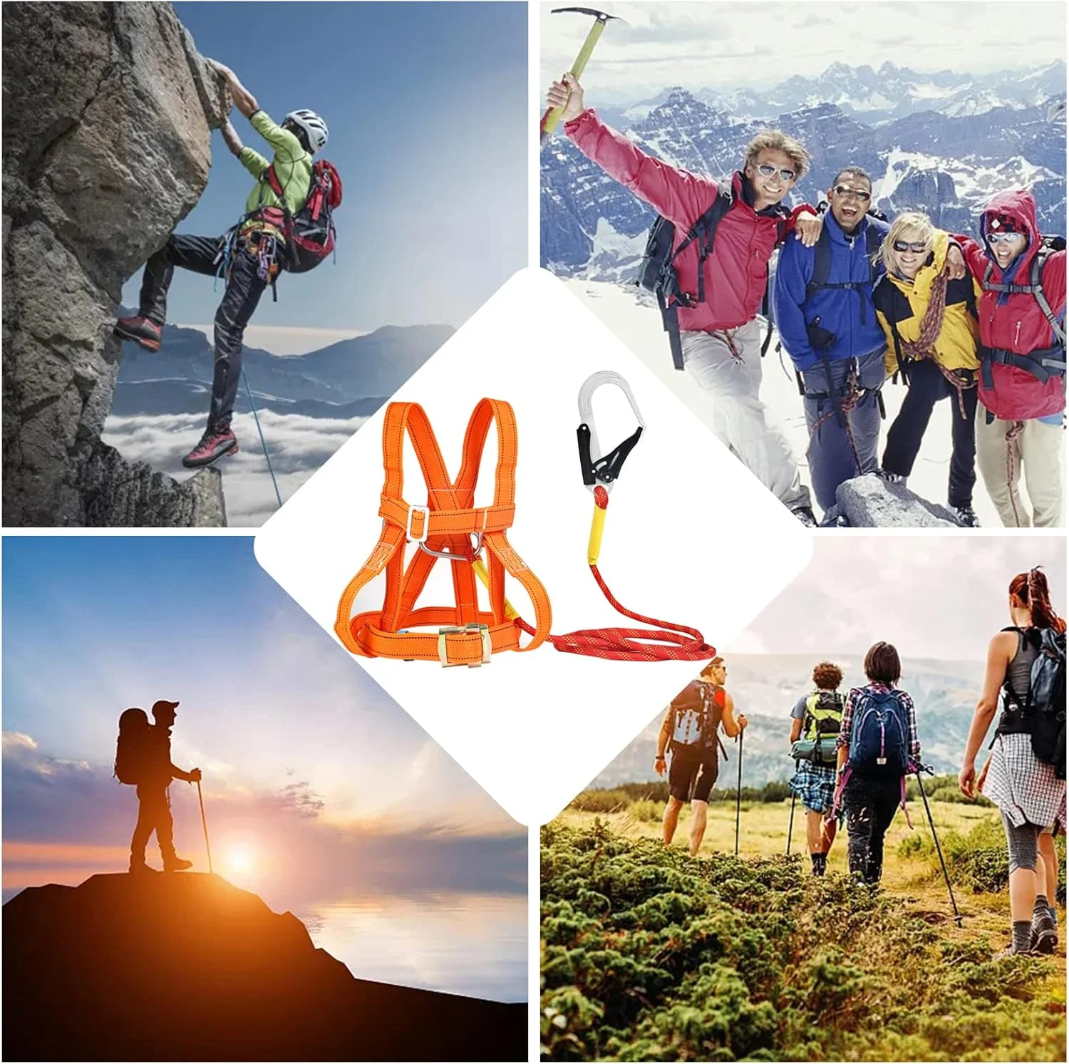کمربند ایمنی محافظت در برابر سقوط، ست محافظت در برابر سقوط، بند محافظت در برابر سقوط چند منظوره، ارتفاع کامل بدن، مناسب برای کار در ارتفاع، کمربند ایمنی، هارنس کوهنوردی قابل تنظیم برای صعود به درخت