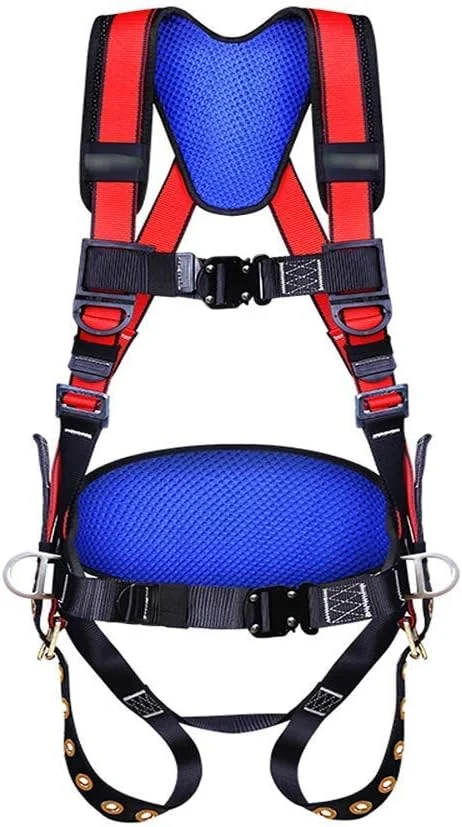 هارنس ایمنی ساختمانی MYIME، هارنس تمام بدن، هارنس ایمنی 5 نقطه ای توقف سقوط، اتصال سریع پاها و سینه، دارای پد پشتی، حلقه های D پشتی و جانبی، کمربند موقعیت یابی، برای کار هوایی LEOWE
