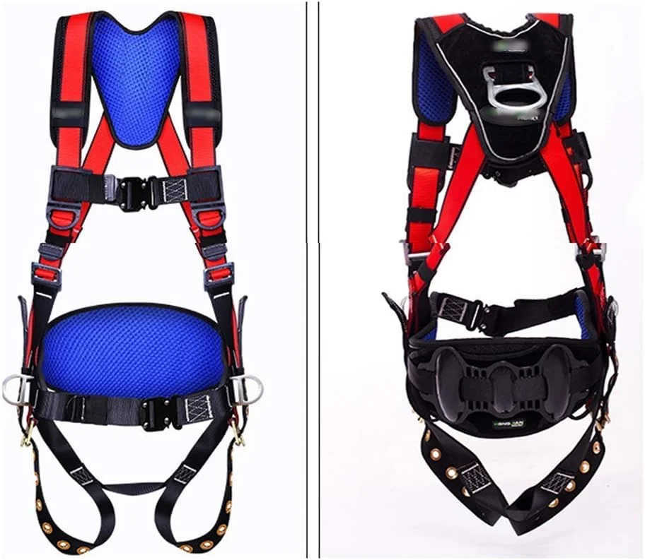 هارنس ایمنی ساختمانی MYIME، هارنس تمام بدن، هارنس ایمنی 5 نقطه ای توقف سقوط، اتصال سریع پاها و سینه، دارای پد پشتی، حلقه های D پشتی و جانبی، کمربند موقعیت یابی، برای کار هوایی LEOWE