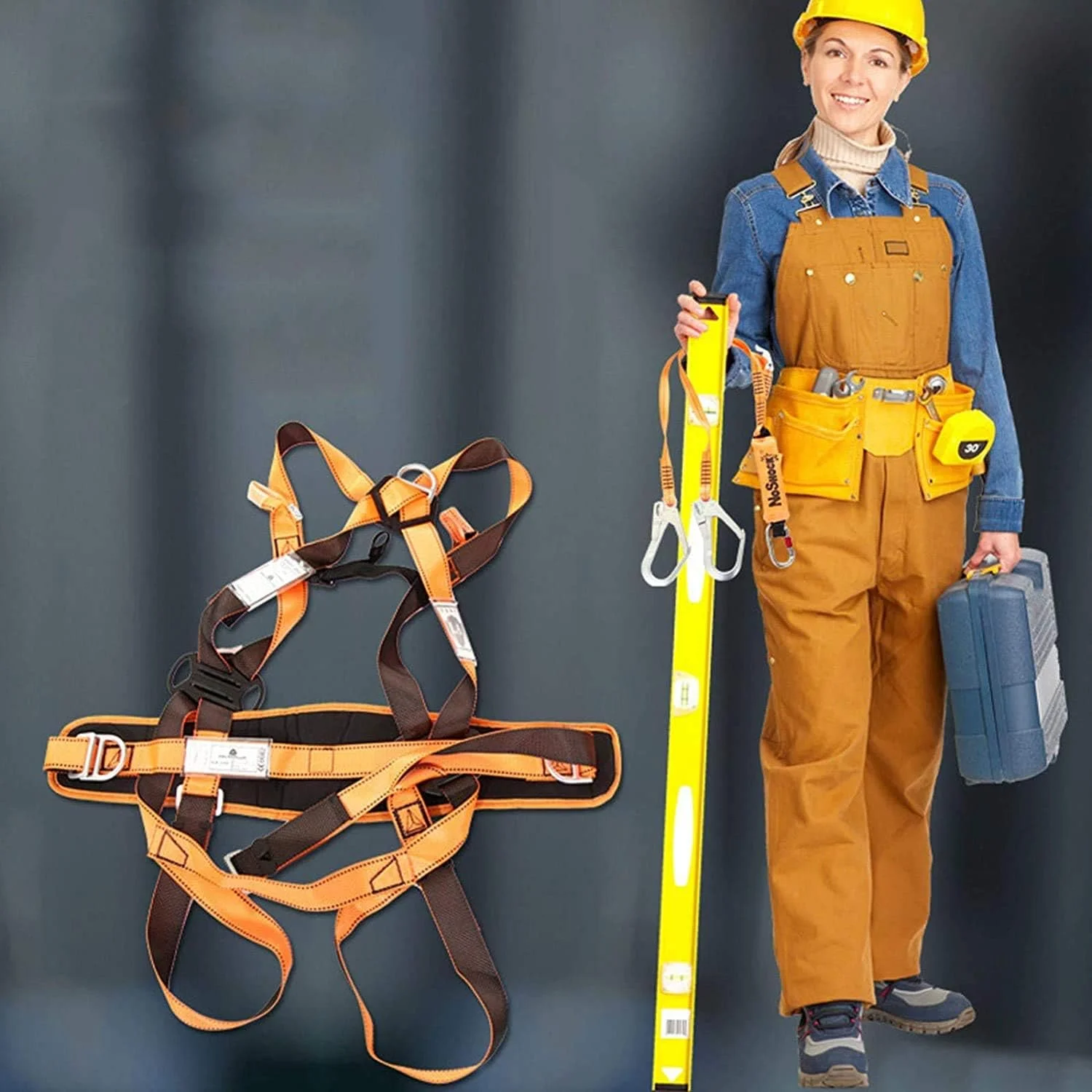 ست رک ضد سقوط ایمنی، کمربند ایمنی قابل تنظیم هارنس صندلی کوهنوردی در فضای باز صنعتی، هارنس ایمنی تمام بدن برای محافظت در برابر سقوط در کار در ارتفاع