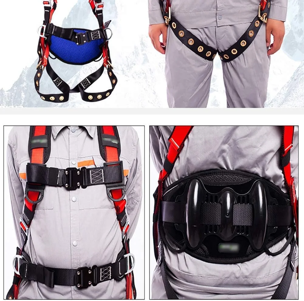 هارنس ایمنی ساختمانی MYIME، هارنس تمام بدن، هارنس ایمنی 5 نقطه ای توقف سقوط، اتصال سریع پاها و سینه، دارای پد پشتی، حلقه های D پشتی و جانبی، کمربند موقعیت یابی، برای کار هوایی LEOWE