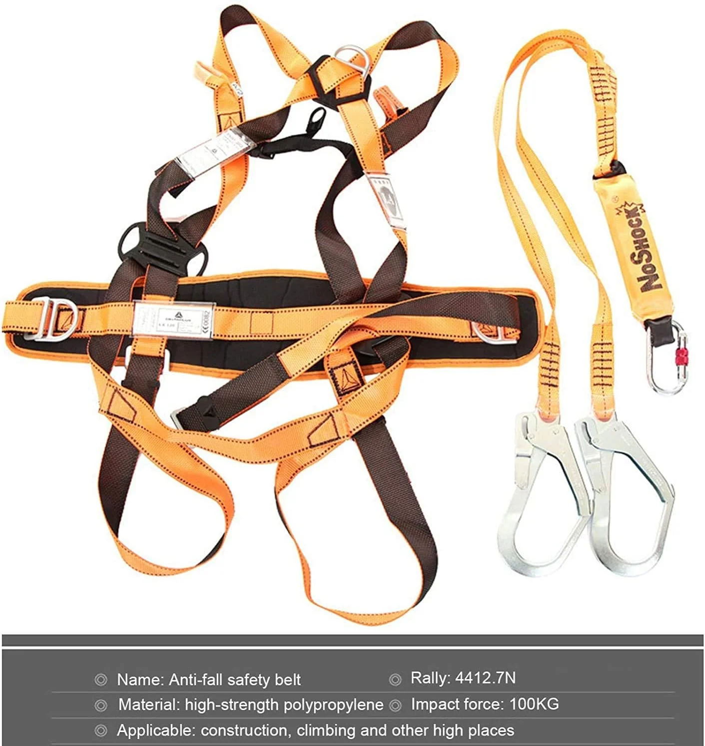 ست رک ضد سقوط ایمنی، کمربند ایمنی قابل تنظیم هارنس صندلی کوهنوردی در فضای باز صنعتی، هارنس ایمنی تمام بدن برای محافظت در برابر سقوط در کار در ارتفاع
