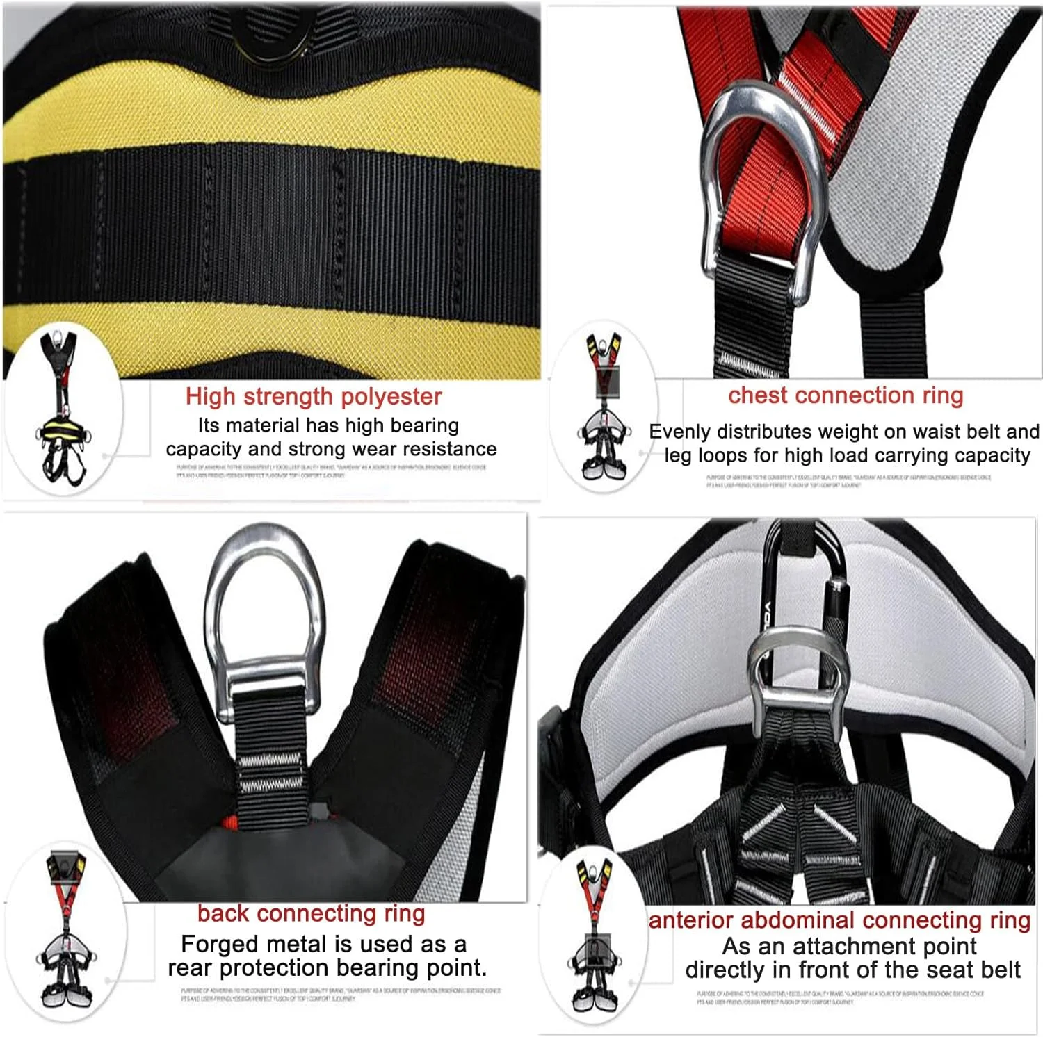 هارنس ایمنی تمام بدن CENAP، محافظت در برابر سقوط، مونتاژ جداشدنی، کشش تار قابل تنظیم، کمربند ایمنی صندلی برای صخره نوردی در فضای باز، کوهنوردی سراشیبی در ارتفاع بالا، M (سایز: S)