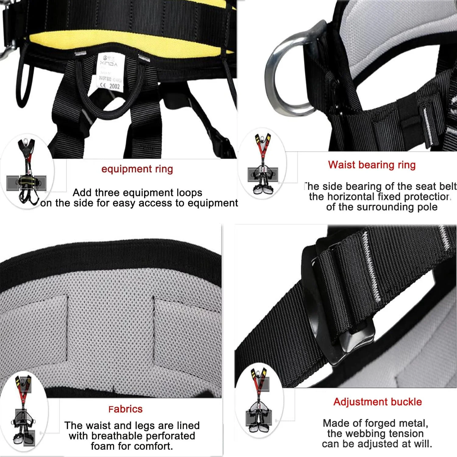 هارنس ایمنی تمام بدن CENAP، محافظت در برابر سقوط، مونتاژ جداشدنی، کشش تار قابل تنظیم، کمربند ایمنی صندلی برای صخره نوردی در فضای باز، کوهنوردی سراشیبی در ارتفاع بالا، M (سایز: S)