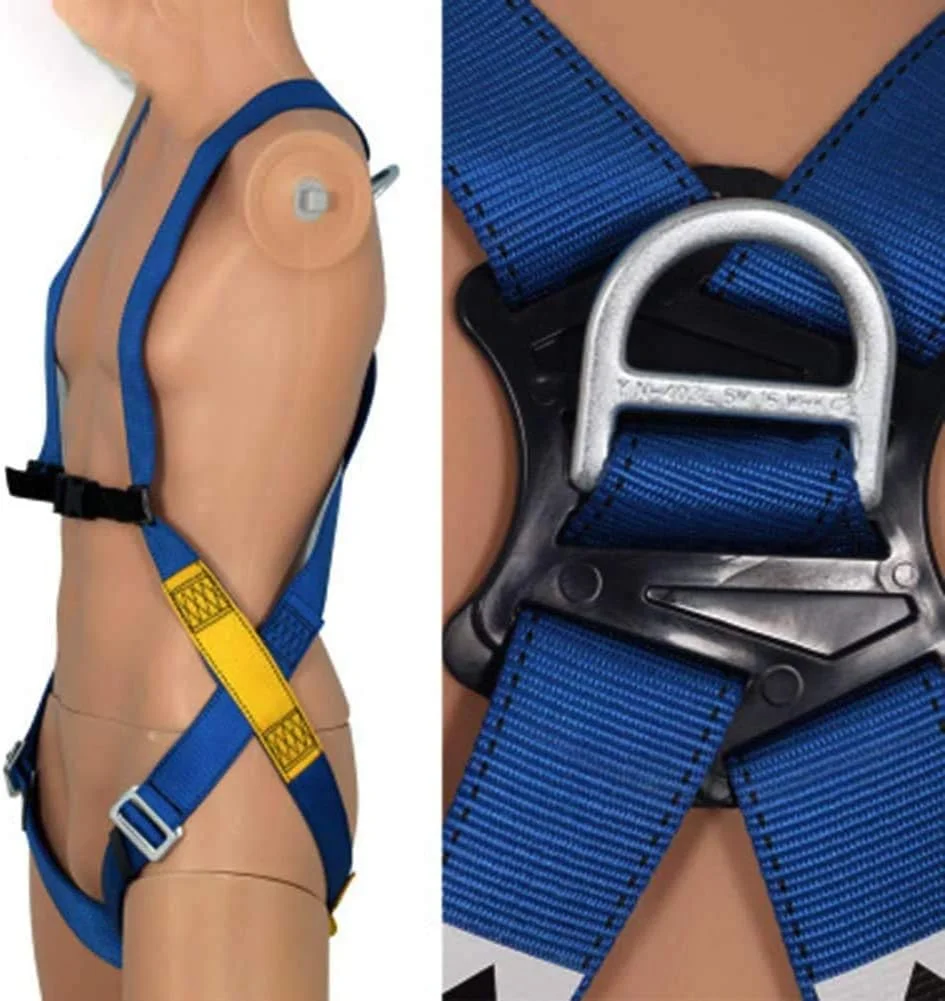 کیت مهار ایمنی سقوط صنعتی GJDtyui، کمربند ایمنی با طناب شوک گیر قابل تنظیم، مهار ساختمانی، برای کارگران ساختمانی بام، A