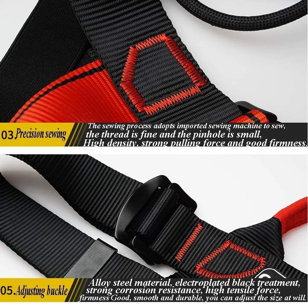 هارنس ایمنی کمربند کوهنوردی، محافظت از سقوط نیم تنه اتصالات فلزی قابل تنظیم ظرفیت تحمل بالا مقاومت در برابر سایش قوی برای غارنوردی کوهنوردی صخره نوردی LEOWE (رنگ: مشکی)