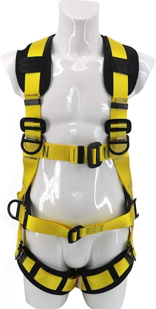 هارنس ایمنی پنج نقطه ای ضد سقوط به سبک اروپایی برای کار در ارتفاع با پشتی دوبل و کمربند ایمنی تمام بدن