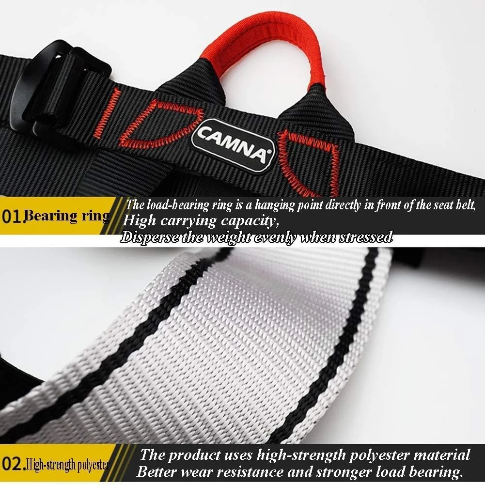 هارنس ایمنی کمربند کوهنوردی، محافظت از سقوط نیم تنه اتصالات فلزی قابل تنظیم ظرفیت تحمل بالا مقاومت در برابر سایش قوی برای غارنوردی کوهنوردی صخره نوردی LEOWE (رنگ: مشکی)