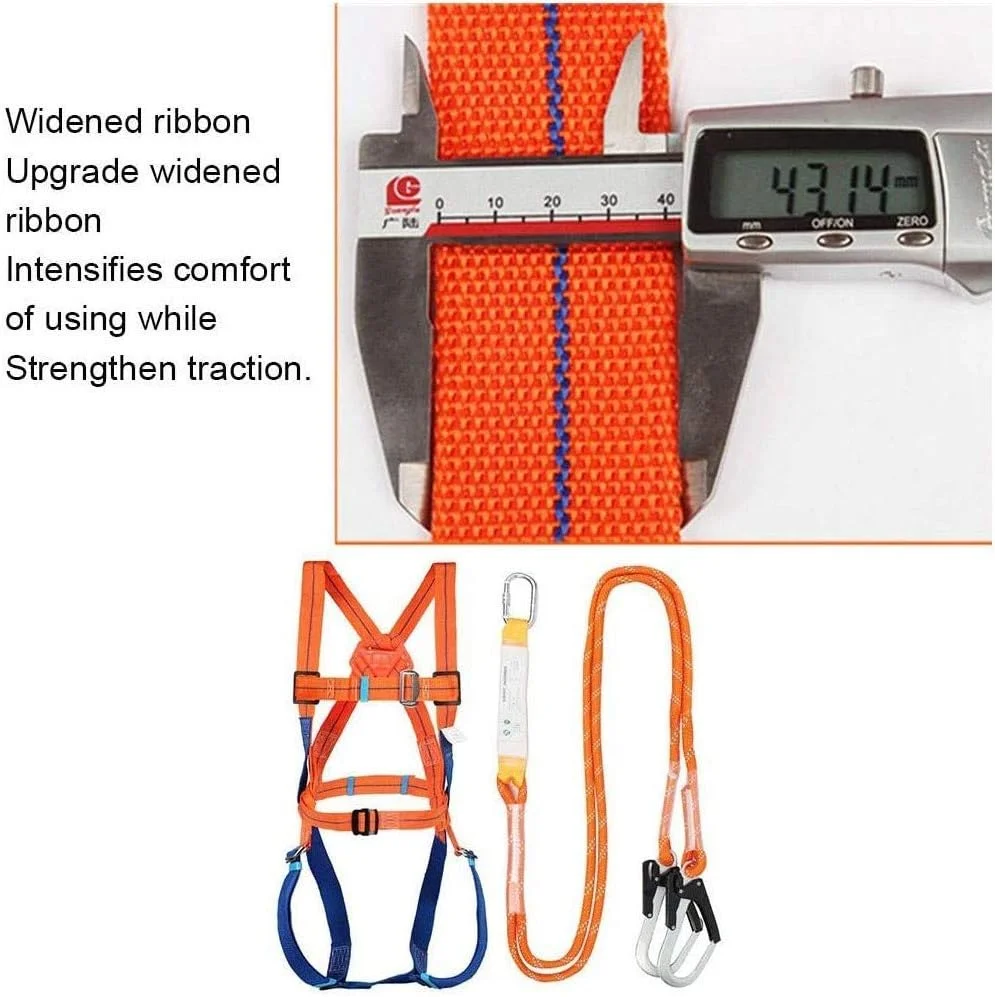 هارنس ایمنی DJGvgtf با طناب، ست هارنس 5 نقطه مهار سقوط، هارنس محافظت در برابر سقوط از ارتفاع تمام بدن، کمربند قابل تنظیم با قلاب
