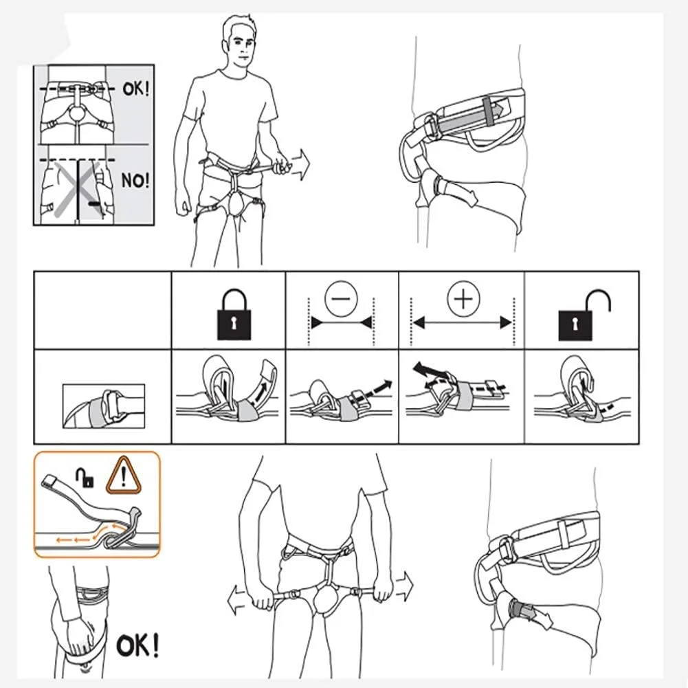 هارنس صعود، هارنس صعود فوق سبک، تجهیزات حرفه ای کوهنوردی و صخره نوردی، کمربند ایمنی محافظ کمر، برای فعالیت در فضای باز، کمربند ایمنی زنانه و مردانه LEOWE (سایز: بزرگ)