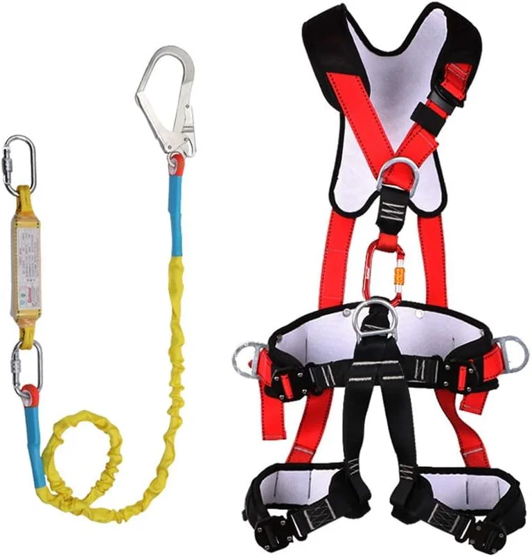 هارنس ایمنی 5 نقطه ای توقف سقوط، هارنس محافظت در برابر سقوط، هارنس ایمنی تمام بدن پد دار با پشتیبانی کمر، کمربند ایمنی کار در ارتفاع توربین بادی